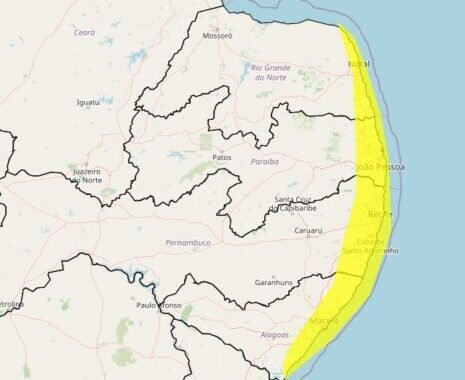 Inmet emite alerta de acumulado de chuvas para a capital e outros 26 municípios da PB, com risco de deslizamentos