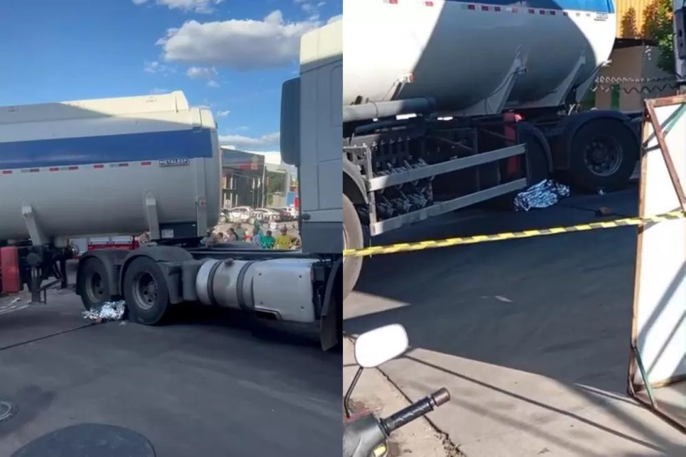 Homem com dificuldade de locomoção morre atropelado por carreta-tanque em posto de combustíveis, em Patos