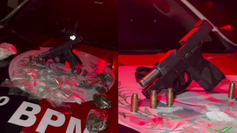 Polícia Militar apreende arma de fogo, cocaína e maconha, em Santa Rita