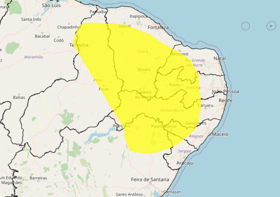 Clima seco persiste no interior da Paraíba e Inmet emite novo alerta de risco para mais de 100 cidades