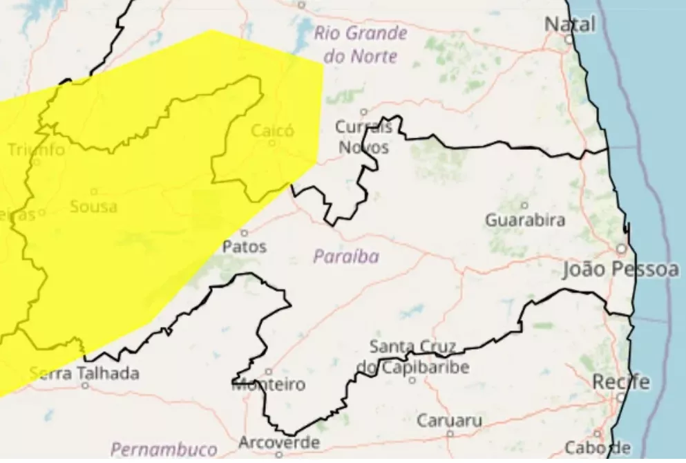 Inmet emite alerta de baixa umidade no Sertão da Paraíba; 75 cidades em “perigo potencial” até 19h desta terça (17)